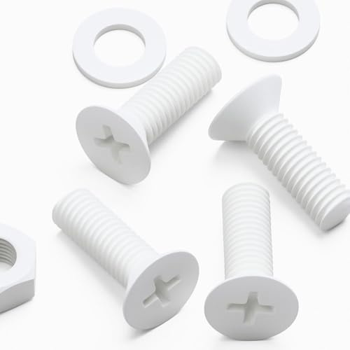 20 x tuercas y tornillos de cabeza avellanada con ranura en cruz Polipropileno Blancos (PP), Pernos Tornillos y Tuercas de Plástico, M8 x 20 mm, anticorrosivo