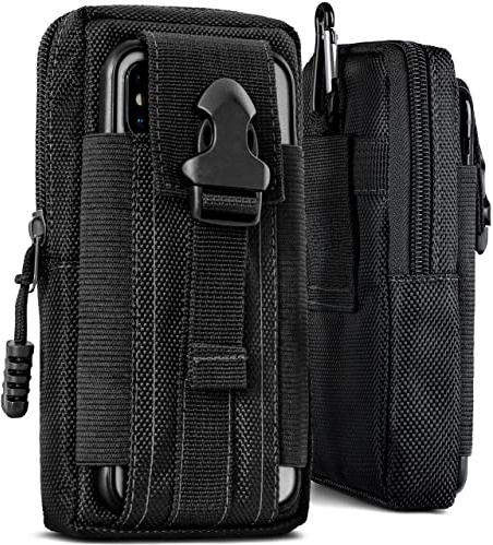 ONEFLOW Survival Case für Samsung A + J Reihe - Gürteltasche aus Nylon, Handytasche mit Karabiner, Handy Gürtel Tasche Outdoor Handyhülle, Schwarz
