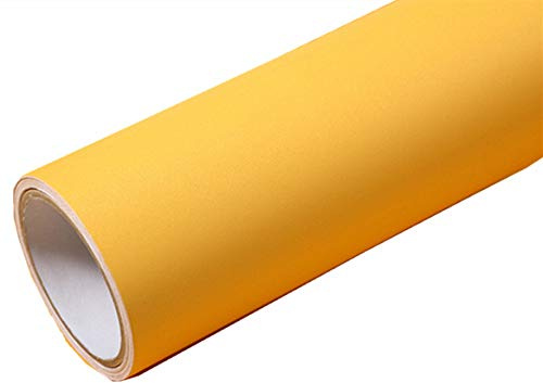WDragon Solid Color Matte textured Vinyl Adhesive Paper Peel Stick Wallpaper Cabinet Drawer Dresser Shelf Liners Decal,40cm by 250cm (Yellow)