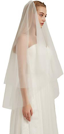 Double Layer Tulle Bridal Veil 2 Tier Sheer Wedding Veil with Comb