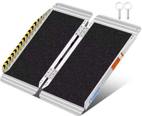 Ruedamann 3FT Portable Wheelchair Ramp, Non-Slip Aluminum Folding Handicap Ramp for Doorways, Wheel Chair Threshold Ramp for Home Steps, Stairs, Wheelchair, Scooters, Pets, Entry
