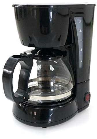 Family Care Cafetera de Goteo, cafetera eléctrica, Jarra 0.6 litros para 4 Tazas, Acero inoxidable y plástico, color Negro, 650 W