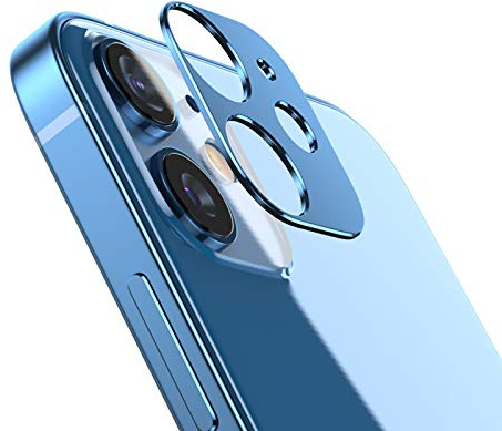 NOKOER Camera Lens Protector for iPhone 12 Mini, [2 Pack] Camera Lens Protector Ring Cover, High-Grade Metal Material [Anti-Fall] [Wear Resistant] iPhone 12 Mini Camera Protector - Blue