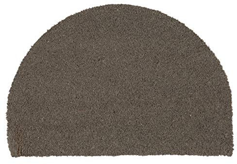 Nicola Spring Half Moon Coir Door Mat - 60 x 40cm - Grey - Decorative Indoor Front Door Floor Mat Entry Dirt Trapper Rug Outdoor Boot Scraper Non Slip Backing Doormat