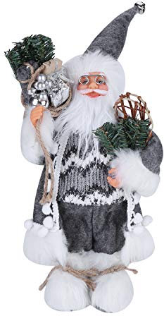 Christmas Father Santa Decor Figures Free Standing Christmas Dolls Xmas Santa Claus Indoor Table Fireplace Decoratons Xmas Party Home Christmas Decor Ornament Gifts 30CM (Grey Santa Claus)