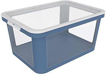 Rotho Albris Aufbewahrungsbox mit Deckel 45 L stapelbar Blau/Transparent | Aufbewahrungsboxen, große Kunststoffbox aus recyceltem PP, transparentes Unterteil, robuste Stapelbox für Haus und Küche