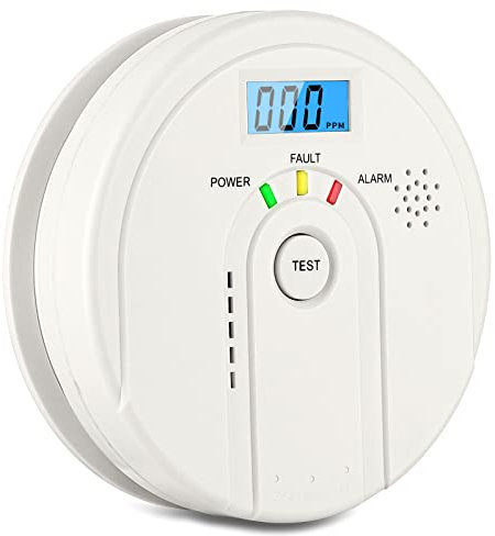 HOMELYLIFE Detector de Monóxido de Carbono, Alarma de Monóxido de Carbono con Batería Reemplazable y Pantalla Digital LCD, EN 50291 Monitor de CO para Seguridad en el Hogar (Batería AA NO Incluida)