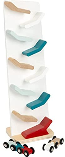 Small Foot Torre a Cascata in Legno, Pista a Zig-Zag per Veicoli in Legno, Giocattolo in Legno per Bambini dai 18 Mesi