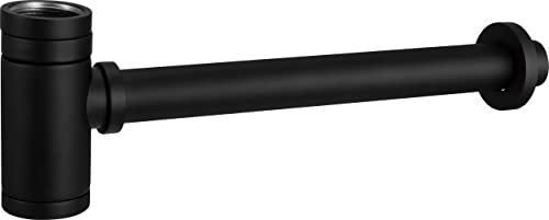 MICE SCL002/NG - Sifone per lavabo o bidet - Set di scarico - Trappola con apertura di pulizia + istruzioni di installazione - Sifone di design, sifone a tubo sifone nero opaco