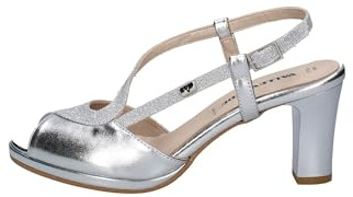 Valleverde 28343 Argento Sandali Eleganti con Tacco Alto per Donna in Tessuto brillantinato (Taglia 39)