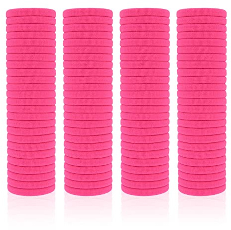 100 confezioni di elastici per capelli senza cuciture per donne e ragazze, fermacapelli per capelli spessi (rosa scuro)