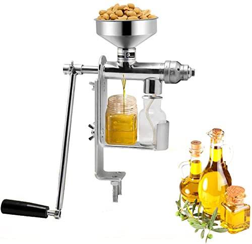 Samnuerly Gewerbliche Ölpressemaschine,manuelle Ölpresse,Handpresse-Ölpressemaschine,Edelstahl-Ölpressemaschine,für Nüsse, Walnuss, Leinsamen, Mandeln, Raps, Sesam, 29 * 31 cm