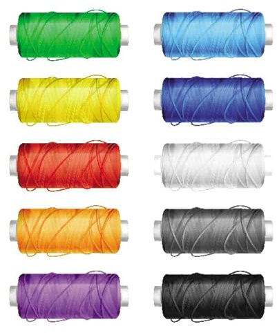 WE-STOCK Set di 10 Rocchetti di Filo da Cucito in Poliestere 100% - Colori Assortiti e Vivaci - 50 Metri Ciascuno
