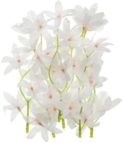 PATIKIL 7 Artificiale Orchidea Fiore, 12pz Candele Galleggianti Simulazione Fiore Cilindro Vaso Riempitivi per Casa Matrimonio Decorazione, Bianco