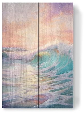 artboxONE Holzbild 30x20 cm Reise/Strand und Meer Ozean Sonnenaufgang A von Künstler Riley B
