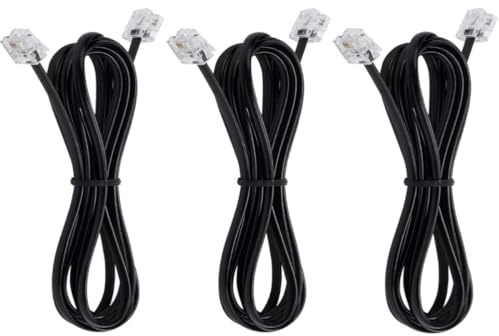 OMITUOFO 6-Feet Telephone landline Extension Cord Cable Cord with Standard RJ-11 6P4C Modular Plug for Landline Telephone Modem Accessory 3PACK