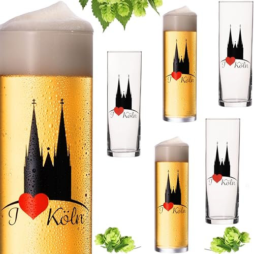 Imperial Kölschgläser Kölschgläser con diseño de la Catedral de Colonia, 200 ml (máx. 240 ml) Juego de 6 barras de cristal de 0,2 l, KOLC-KR-P6