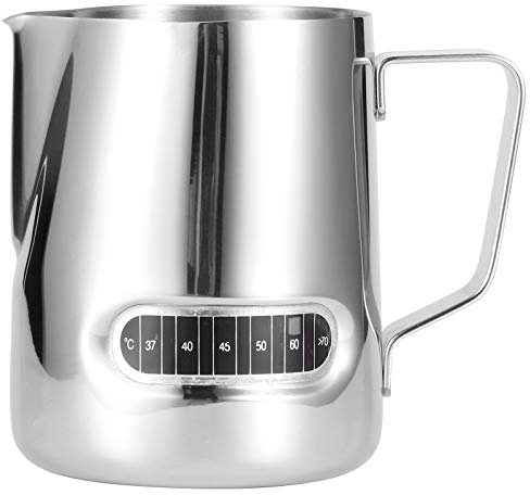 Brocca Per Schiuma di Latte, Tazza Per Montalatte Brocca Per Cottura a Vapore del Latte Tazza Per Schiuma di Latte Brocca in Metallo con Induzione di Temperatura