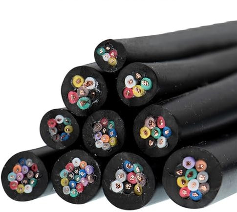 Trunking Solid Electric Sheathed Cable 26AWG to 20AWG Black Soft PVC Cable Sheathed Wire 2 Cores to 16 Cores Copper Conductor Wire Connector Loom (Size : 0.5MM 20AWG 5meter, Color : 8 cores)