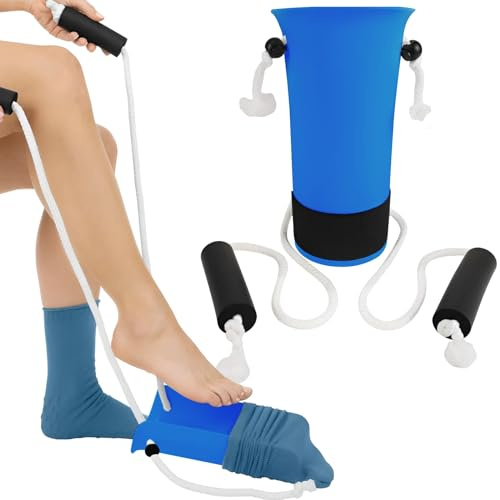 USYSGT Aiuto per Calzini Anziani, Calzacalze Ausilio, Aiuto Calzino, Ausili per Infilare Calze per Anziani e Donne Incinte, per Indossare e Togliere i Calzini Senza Piegarsi (Blu)