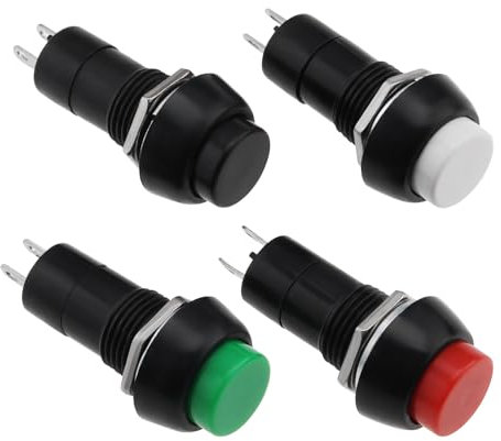 YINETTECH 4 Piezas Interruptor de Botón de Bocina de Coche de 2Pines Interruptor de Botón de Reinicio Automático de Bocina de Coche Mini Interruptor de Botón para Scooters de Movilidad Lámparas