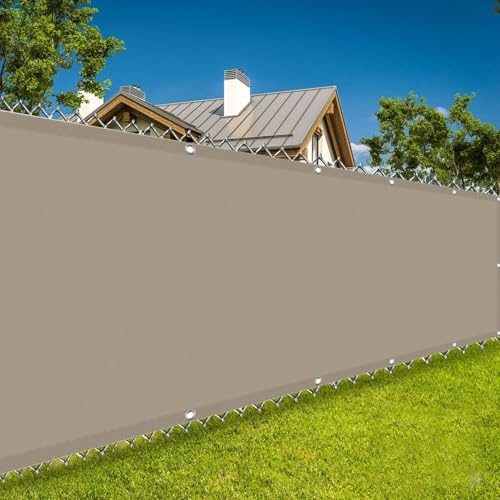 Balkon Sichtschutz Wasserdicht 130 x 140 cm Reißfest Wetterfest Balkonsichtschutz Sichtschutz mit Ösen Kabelbinder Und Kordel Zaunblende für Garten Balkon Terrasse, Taupe