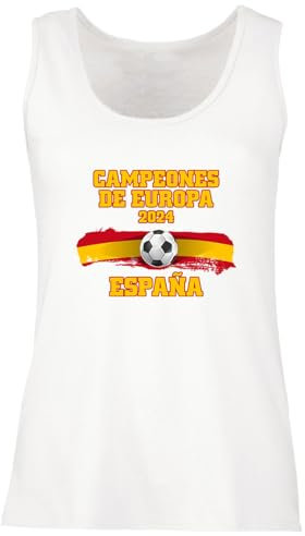 lepni.me Camiseta Sin Mangas de Fútbol de España para Mujer | Bandera Española Insignia | Copa del Mundo 2022 Campeones de la Eurocopa 2024 Fans (XXL Blanco Multicolor)