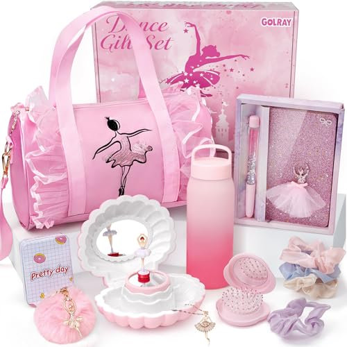 Toyssa Ballett Geschenk für Mädchen 5-12 Jahre: Sporttasche, Spieluhr, Wasserflasche, Glitzer Notizbuch, Halskette - Geburtstag Geschenke ab 5 Jahren