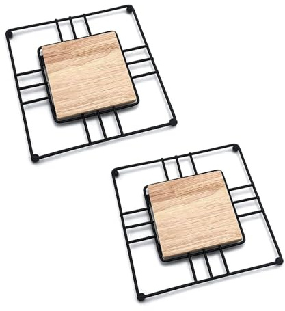 Hosoncovy Lot de 2 sous-plats ronds résistants à la chaleur, sous-plats pour hot pot, sous-plats pour table, tapis de protection pour plan de travail de cuisine (Noir, Carré)