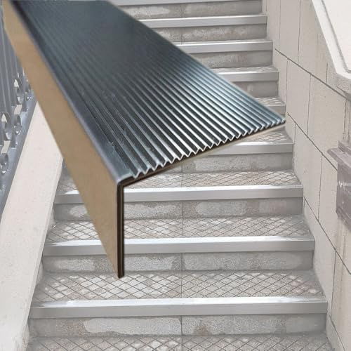 HAEKEBC rutschfeste Treppenkante Treppenkantenprofil Aus Edelstahl, Winkelprofil Für Außenbereich L-förmige Stufenkantenprofil(70 mm/2.75in)