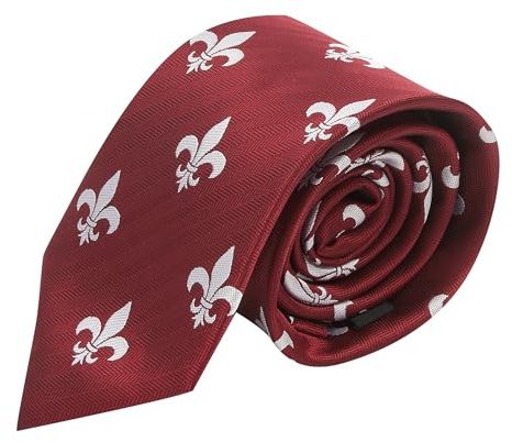 King & Priory Cravate brodée à chevrons avec fleur de lys rouge bordeaux, bordeaux, taille unique