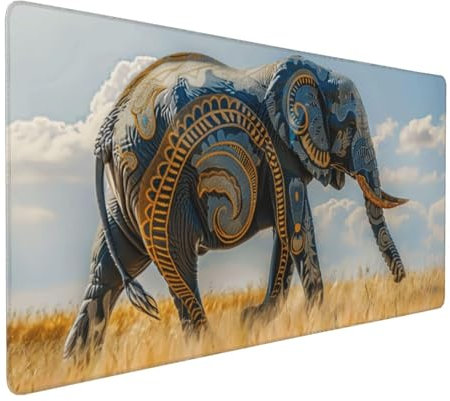 Gaming Mauspad XXL Elefant Mousepad 800x400x4mm Tier Verlängertes Mauspad Schreibtischauflage,Genähte Kanten Mauspad,Verbessert Präzision und Geschwindigkeit Wasserdicht Geeignet für Büro und Spiele