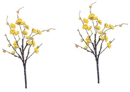 Cabilock 2piezas Ramo De Flores Artificiales De Flor De Ciruelo Calyx Decoración Lifelike para Bodas y Eventos Ramo De Amarillo para Hogar y Oficina