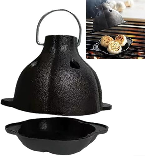 Cast Iron Garlic Roaster, Pre-Seasoned Cast Iron Smoker Roaster, Potato Baker, Mini Cocotte, A Must-have Outdoor Smokers Garlic Cooker for Oven, Garlic Baker