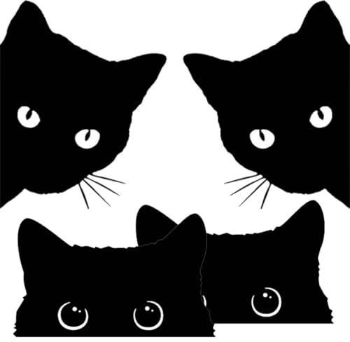 XOXVURI Pack von 4 Katzen-Aufkleber - Schwarz, für Auto, Motorrad, Laptop & mehr - Kreatives Design, Hochwertiges Papier, UV-beständig & wasserfest