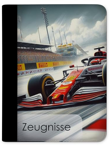 CreaDesign Zeugnismappe A4 – Formel 1 – für Jungen – Dokumentenmappe mit 10 Klarsichthüllen