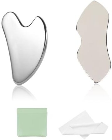 Cosmeria Gesichtsmassagegerät Gua Sha 3-in-1 Set, Effektives Skincare Tool Zur Lymphdrainage, Reduziert Falten Und Feine Linien, Ideal Für Tägliche Hautpflege