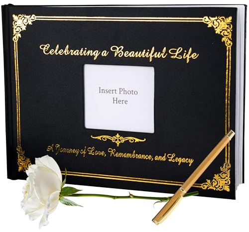 MARKKULA Funeral Guest Book for Memorial Service – Celebration of Life Sign in Book - Condolence Book - Memory Book for Funeral - Hardcover Register Book for Guests to Share Memories & Tributes