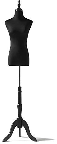 BZGPMFUD Schaufensterpuppe Verbesserte Schneiderpuppe - Schwarz, weiblicher Modell-Torse-Körper mit Holz-Stativständer, Schneiderpuppe for Nähschneiderinnen