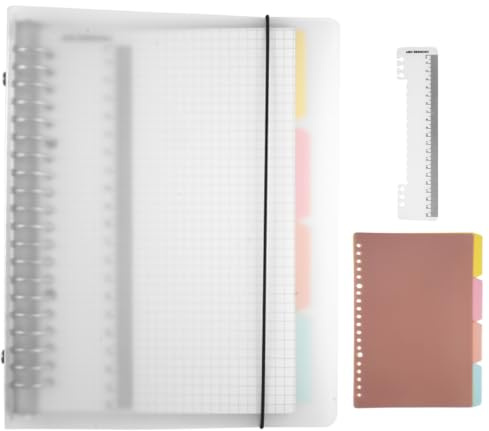 TESSTSY Notizbuch A5 Kariert Spiralblock mit 4 Farbige Trennblätter, 1 weiches Lineal, A5 Ringbuch Nachfüllbar, A 5 Spiralblock Kariert mit Register Trennblatt, für Haus Schule Büro (60 Blatt)