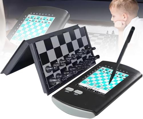 Tragbares elektronisches Schachspiel, großes LCD-Display, magnetische Teile, faltbares Brett, für Einzelspieler-Spiel