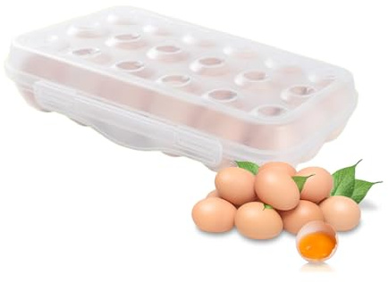 Flygragon Eier-Box mit Deckel, Kühlschrank-Organizer für 18 Eier, Eier Aufbewahrung Kühlschrank, Stapelbar & Transparent – Frischehalter für Küche