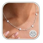 LOLIAS Kette Gold Silber 925 Damen 14k Vergoldet Halskette Damen mit Zirkonia Kleeblatt Perlen Opal Kugel Choker Ketten Wasserfest Goldene Silberne Rosegold Kette Modeschmuck