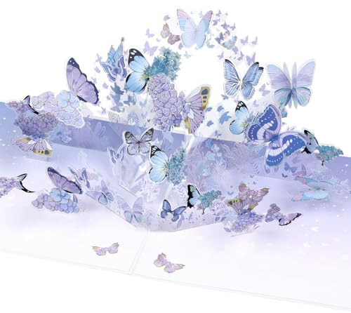 YooxArmor Tarjeta Regalo Dia de la Madre con Sobre,Tarjeta 3D Pop-Up Mariposa Lila para Día de la Madre,Cumpleaños,San Valentín,Regalo para Mujer,Mamá,Novia,Amiga