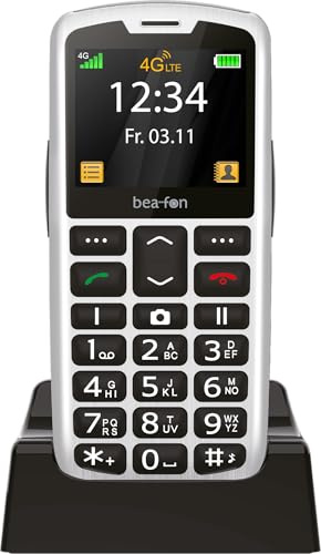 Beafon, SL260 LTE 4G, Silverline, knapptelefon, seniormobil med SOS nödsamtalsknapp, hörapparatskompatibel, M4/T4, ljussignal, display 2,2 tum (5,58 tum),