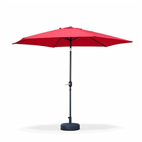 Alice's Garden - Parasol droit rond Ø300cm - Touquet Rouge - mât central en aluminium orientable et manivelle d'ouverture