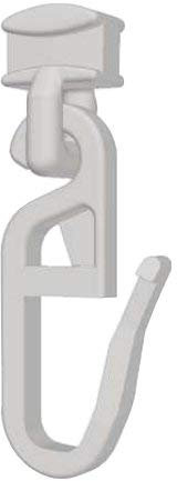 Gleiter mit beweglichen Faltenhaken für 4mm Laufbreite - Gardinengleiter für Vorhangsschienen - 100 Stück - Qualität Made in Germany