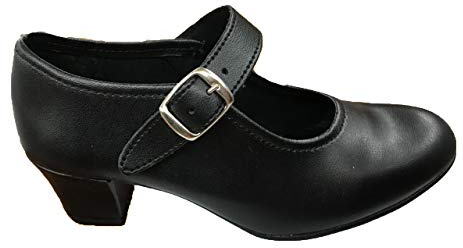 ANGELITOS Zapatos Flamenca Para Niña y Mujer, Mod. 302, Calzado Made In Spain (33, Negro)