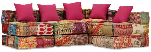 vidaXL 4-Sitzer Modularer Pouf Patchwork Stoff