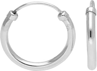 Winzige Creolen aus 9 Karat Weißgold, 10 mm